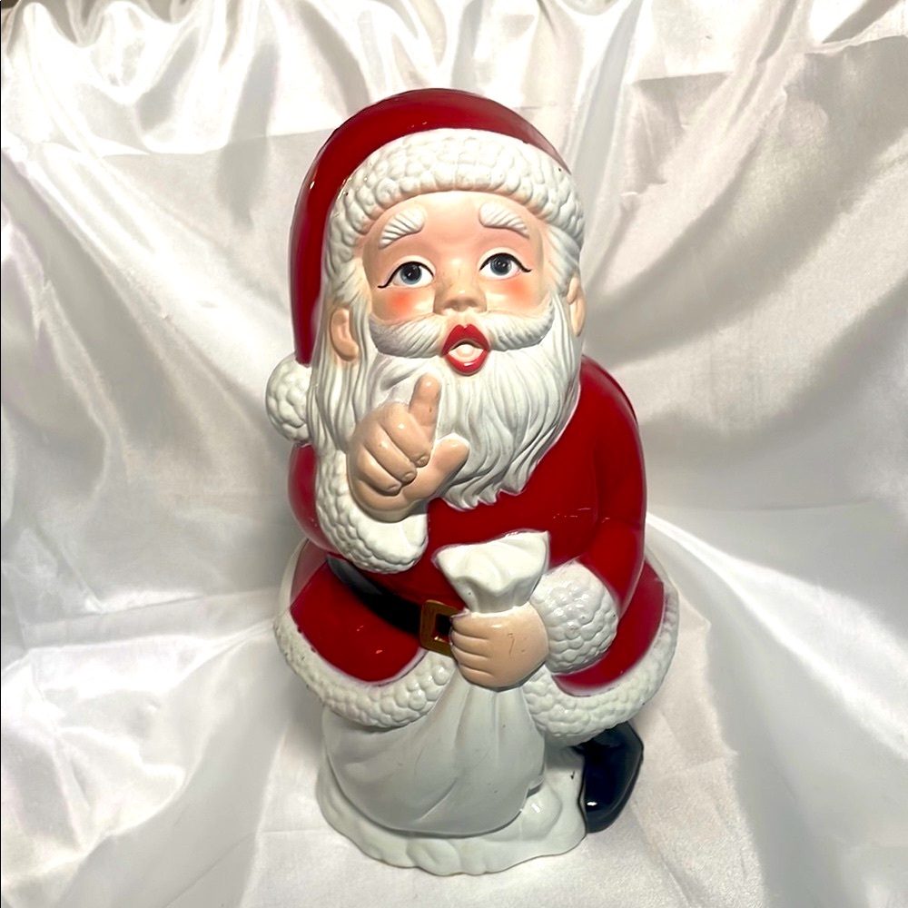 Vintage Berman & Anderson Plastic Santa Figurine 8 In Felt Bottom 70’s